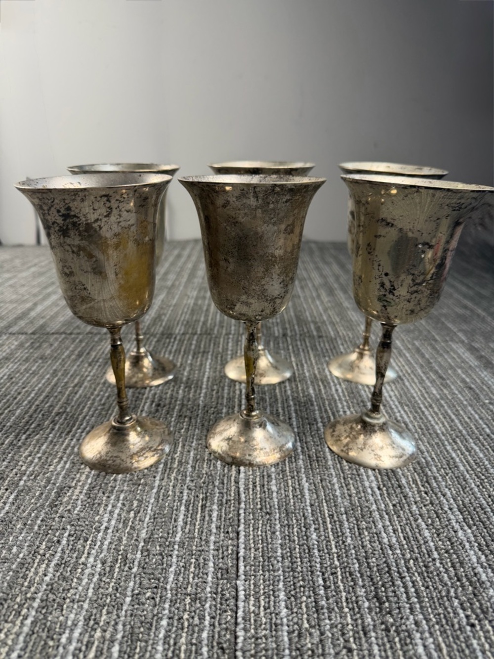 Set of 6 Antique-Style Silver Plated Goblets